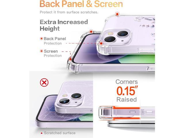 for iPhone 14 Case Floral, with Screen Protector+Camera Lens Protector,[Non Yellowing]Soft Shockproof Clear Phone Protective Cover for Women,...