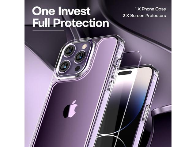 TAURI for iPhone 14 Pro Case, [3 in 1] 1X Clear Case [Not-Yellowing] with 2X Screen Protectors, [Military Grade Drop Protection] Slim Shockproof...