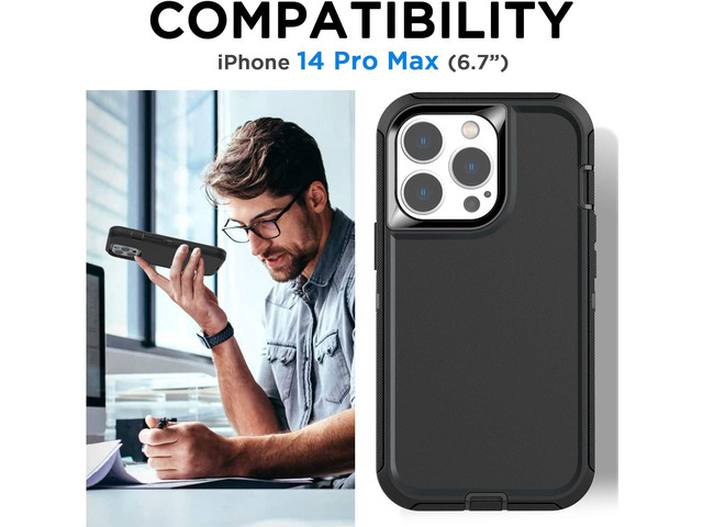 for iPhone 14 Pro Max Case(6.7') with Glass Screen Protector, Heavy Duty Drop Protection Full Body Rugged Shockproof/Dust Proof Military Protective...