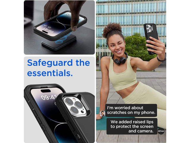 for iPhone 14 Pro Max Case(6.7') with Glass Screen Protector, Heavy Duty Drop Protection Full Body Rugged Shockproof/Dust Proof Military Protective...