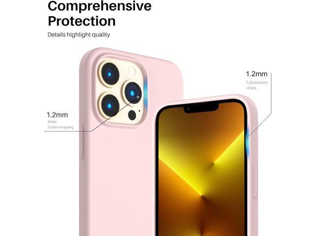 Compatible with iPhone 13 Pro Case 6.1, Slim Liquid Silicone 3 Layers Full Covered Soft Gel Rubber Case Cover 6.1 inch-Chalk Pink