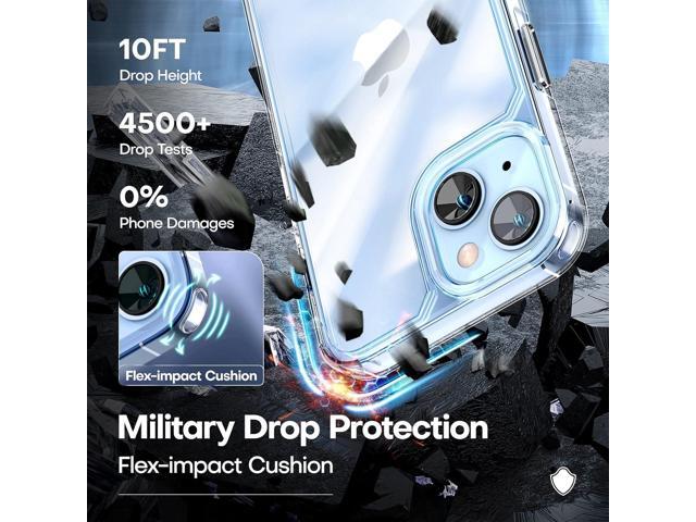 TAURI 3 in 1 for iPhone 14 Case Clear, [Not Yellowing] with 2X Screen Protectors, [Military-Grade Drop Protection] Shockproof Slim 14 Cover 6.1 Inch