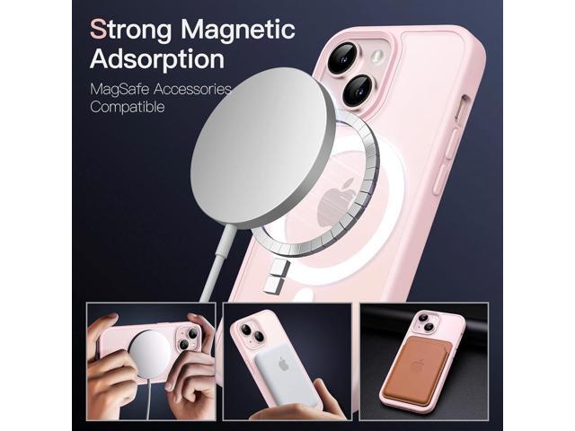 Magnetic Case for iPhone 13 6.1-Inch Compatible with MagSafe, Translucent Matte Back Slim Shockproof Phone Cover (Pink)