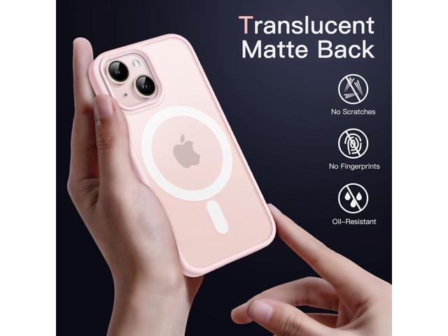 Magnetic Case for iPhone 13 6.1-Inch Compatible with MagSafe, Translucent Matte Back Slim Shockproof Phone Cover (Pink)