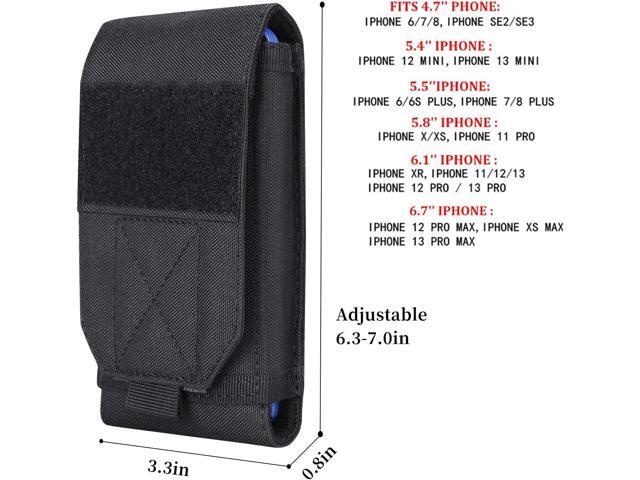 Black Tactical Molle CellPhone Pouch Case,Heavy Duty Waterproof Phone Holster Bag for iPhone 11 12 13 Pro Max Samsung S22 S21 S20 FE Note 20 A13...