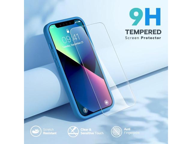Designed for iPhone 13 Case, with Tempered Glass Screen Protector, [Soft Anti-Scratch Microfiber Lining], Shockproof Liquid Silicone Rubber Phone...