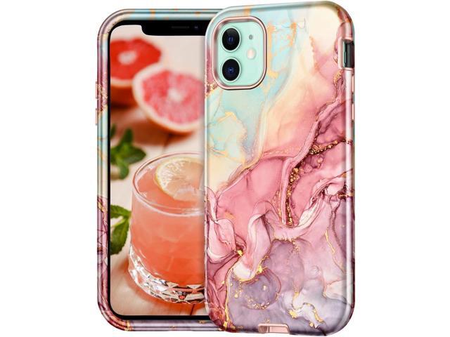 CASEFIV Compatible with iPhone 11 Case,Marble Pattern 3 in 1 Heavy Duty Shockproof Full Body Rugged Hard PC+Soft Silicone Drop Protective Women...