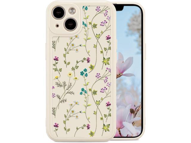 RALEAVO Floral Case for iPhone 13, Flower Branch Pattern Design Cute Cover Case for Girls Women Slim Thin Soft Silicone Shockproof Anti-Slip Phone...