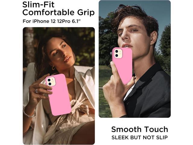 for iPhone 12 Case and iPhone 12 Pro Case, [Camera Lens Protector + Screen Protector], Soft Microfiber Lining Silicone Shockproof Protective Slim...