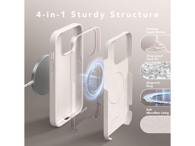 GONEZ for iPhone 14 Pro Case, Compatible with Magsafe, with 2X Screen Protector + 2X Camera Lens Protector, Soft Anti-Scratch Microfiber Lining,...