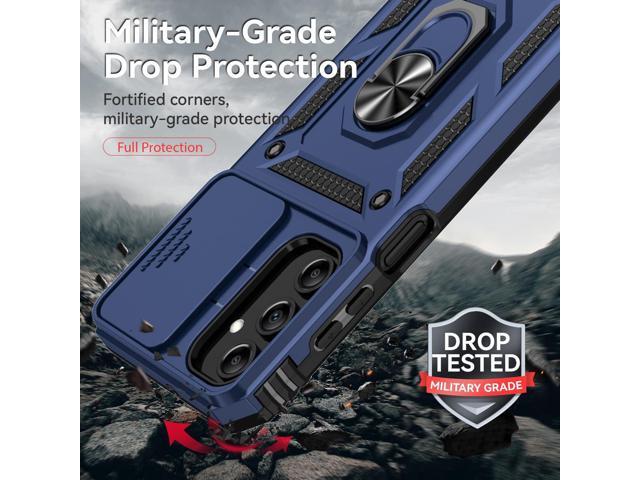 for Samsung Galaxy A15 5G Case with Camera Lens Cover HD Screen Protector, Dual Layer Military-Grade Drop Tested Magnetic Ring Holder Kickstand...