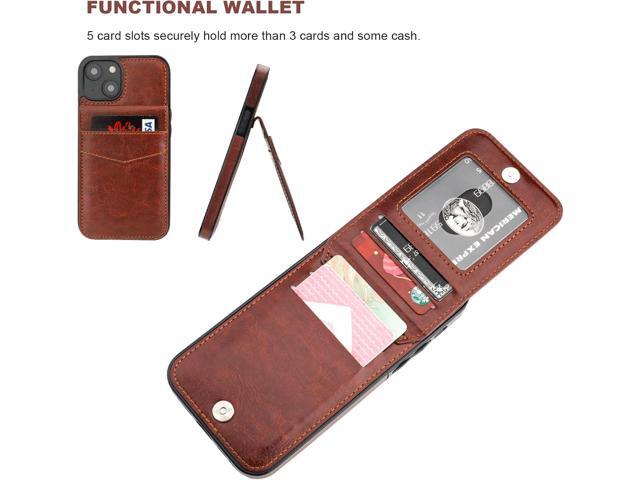 KIHUWEY Compatible with iPhone 14 Case Wallet with Credit Card Holder, Flip Premium Leather Magnetic Clasp Kickstand Heavy Duty Protective Cover...