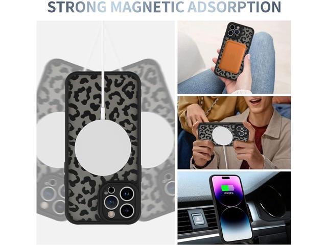 Case for iPhone 14 Pro Max [Compatible with MagSafe] Black Leopard Pattern Design Case for Women Girls Men Soft TPU Bumper Hard PC Back Anti-Fall...