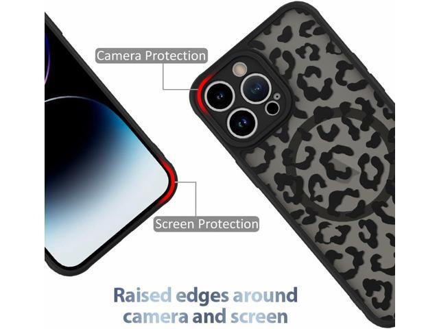 Case for iPhone 14 Pro Max [Compatible with MagSafe] Black Leopard Pattern Design Case for Women Girls Men Soft TPU Bumper Hard PC Back Anti-Fall...