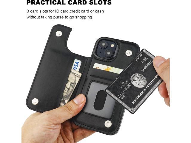 Compatible with iPhone 15 Wallet Case with Card Holder, PU Leather Kickstand Card Slots Case, Double Magnetic Clasp and Durable Shockproof Cover...