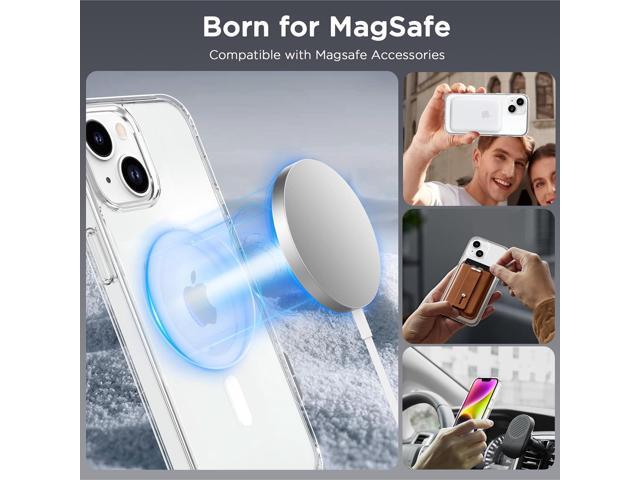CACOE Magnetic Case for iPhone 13 & iPhone 14 6.1 inch-Compatible with MagSafe & Magnetic Car Phone Mount,Not Yellowing Anti-Scratch (Clear)