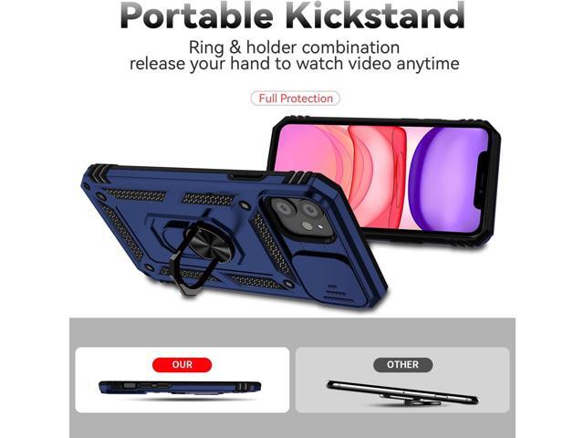 for iPhone 11 Case,with Screen Protectors and Camera Cover,[Military Grade] 16ft. Drop Tested Cover with Magnetic Kickstand Protective Case for...