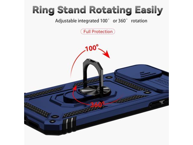 SunStory Compatible with iPhone 11 Case with HD Screen Protector & Slide Camera Cover & Rotated Ring Kickstand, [Military-Grade] Phone Case for...