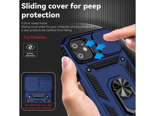SunStory Compatible with iPhone 11 Case with HD Screen Protector & Slide Camera Cover & Rotated Ring Kickstand, [Military-Grade] Phone Case for...