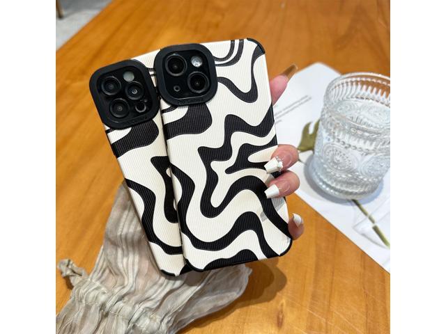 Designed for iPhone 13 Pro Phone Case, Soft PU Leather TPU and Cute Art Wavy Painted for Women Girls, Slim Protective Shockproof Compatible with...