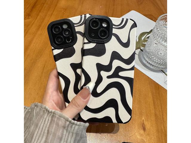 Designed for iPhone 13 Pro Phone Case, Soft PU Leather TPU and Cute Art Wavy Painted for Women Girls, Slim Protective Shockproof Compatible with...