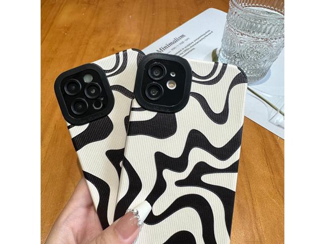 Designed for iPhone 13 Pro Phone Case, Soft PU Leather TPU and Cute Art Wavy Painted for Women Girls, Slim Protective Shockproof Compatible with...