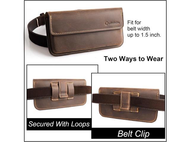 X-Large Leather Phone Holster for iPhone 14 Pro Max, Horizontal Cell Phone Case for Galaxy S23 Ultra S23 Plus, Phone Belt Holder with Belt Clip for...