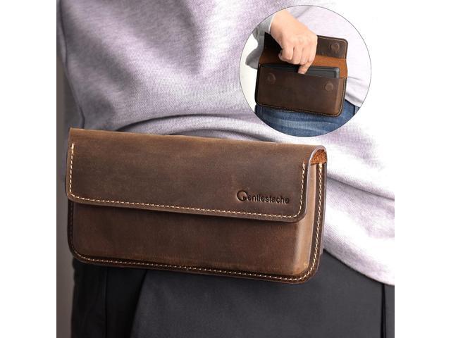 X-Large Leather Phone Holster for iPhone 14 Pro Max, Horizontal Cell Phone Case for Galaxy S23 Ultra S23 Plus, Phone Belt Holder with Belt Clip for...