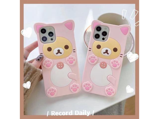 3D Cute Cartoon Bear Phone Case for iPhone 14 Pro Max - Fashionable and Stylish - Funny Pink Bear Design - Soft TPU Protective Case - Kawaii...