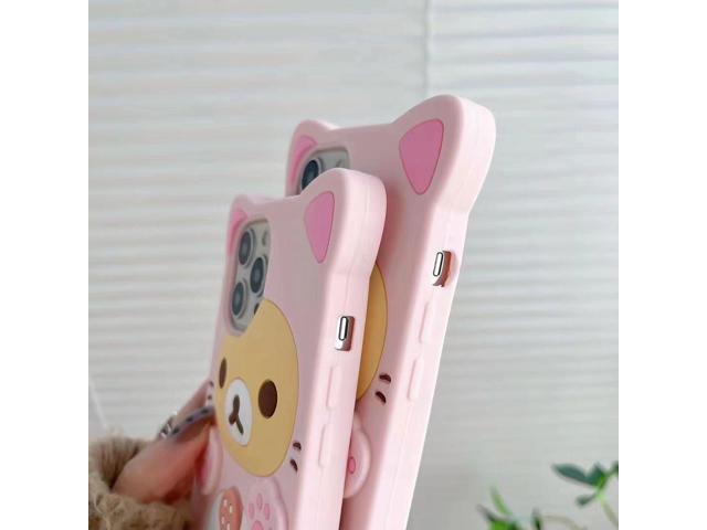 3D Cute Cartoon Bear Phone Case for iPhone 14 Pro Max - Fashionable and Stylish - Funny Pink Bear Design - Soft TPU Protective Case - Kawaii...