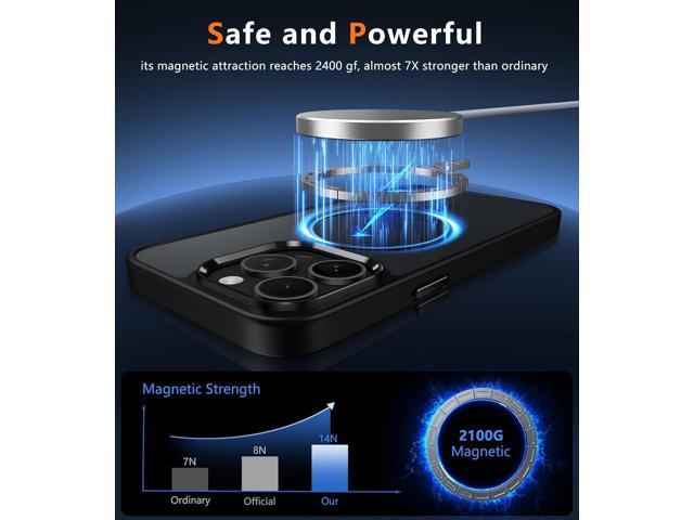 for iPhone 15 Pro-Max Case: Strong Magnetic Phone Case with Screen Protector Camera Protector Translucent Matte Slim Shockproof Military-Grade...