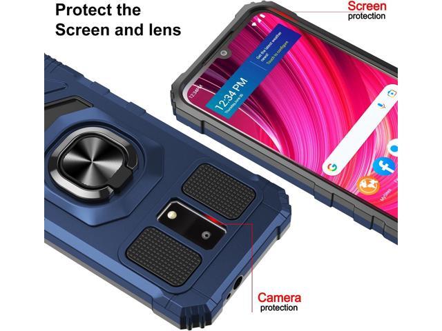 for BLU View 4 Phone Case with Tempered Glass Screen Protector,Military Grade Heavy Duty Shockproof Protective Cover,with Ring Kickstand Full-Body...