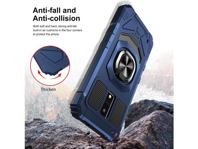 for BLU View 4 Phone Case with Tempered Glass Screen Protector,Military Grade Heavy Duty Shockproof Protective Cover,with Ring Kickstand Full-Body...