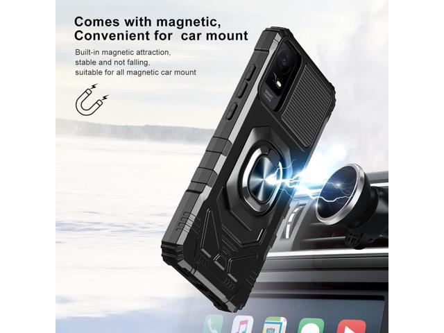 TJS Compatible for TCL ION X Case, TCL ION V Case, TCL 40 Z Case, Metal Ring Magnetic Support Kickstand Heavy Duty Drop Protection Cover Phone Case...