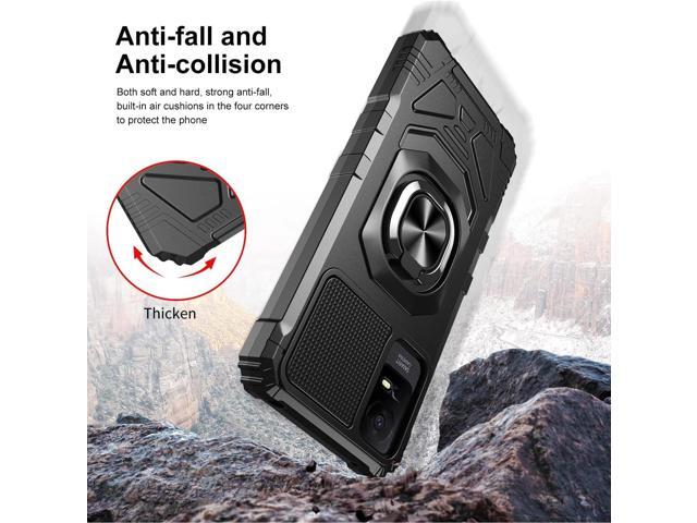 TJS Compatible for TCL ION X Case, TCL ION V Case, TCL 40 Z Case, Metal Ring Magnetic Support Kickstand Heavy Duty Drop Protection Cover Phone Case...