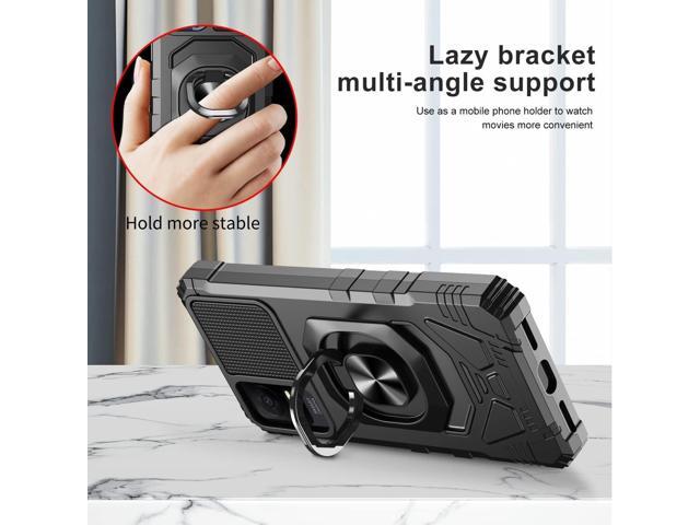 TJS Compatible for TCL ION X Case, TCL ION V Case, TCL 40 Z Case, Metal Ring Magnetic Support Kickstand Heavy Duty Drop Protection Cover Phone Case...