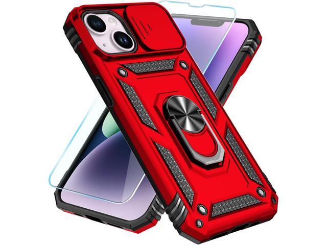 SunStory Compatible with iPhone 13 Case/iPhone 14 Case with HD Screen Protector & Slide Camera Cover & Rotated Ring Kickstand,[Military-Grade]...