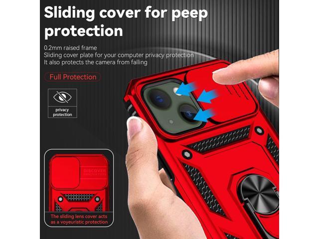 SunStory Compatible with iPhone 13 Case/iPhone 14 Case with HD Screen Protector & Slide Camera Cover & Rotated Ring Kickstand,[Military-Grade]...