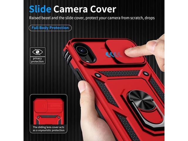 for iPhone XR Case, iPhone XR Phone Case with 2X HD Screen Protector + Slide Camera Cover,[Military Grade] 16ft. Drop Tested Protective Case with...