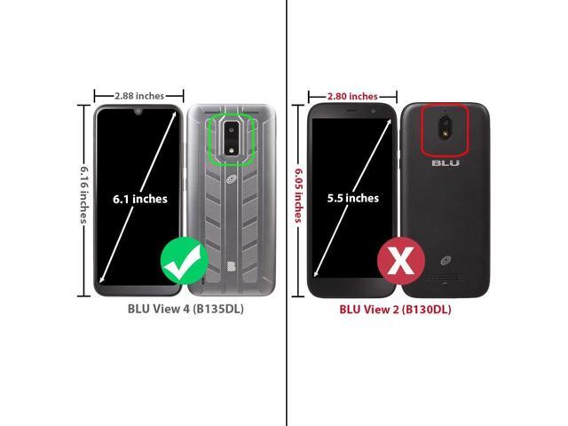 TJS Compatible for BLU View 4 (B135DL) Case, with Tempered Glass Screen Protector, Metal Ring Magnetic Support Kickstand Heavy Duty Drop Protection...