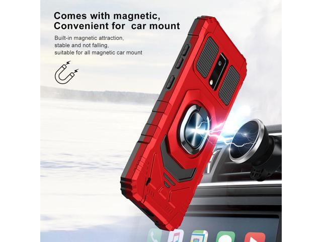 TJS Compatible for BLU View 4 (B135DL) Case, with Tempered Glass Screen Protector, Metal Ring Magnetic Support Kickstand Heavy Duty Drop Protection...