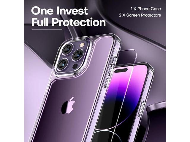 TAURI 3 in 1 for iPhone 14 Pro Max Case Clear, [Not Yellowing] with 2X Screen Protectors, [Military Grade Drop Protection] Shockproof Case for 14...