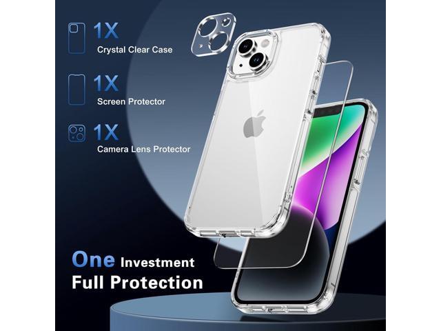 for iPhone 14 Case Clear with Screen Protector, Camera Lens Protector, Military-Grade Protection, Hybrid iPhone 14 Clear Case with Cushion buffer...