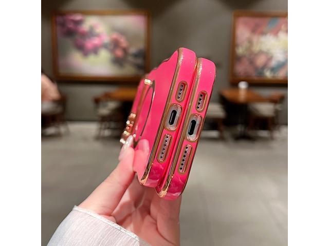 for iPhone 14 Pro Max Case Magnetic,for Women Girls Soft Cute Wave Frame Curly Shape Love Heart Luxury Plating Phone Case Compatible with MagSafe...
