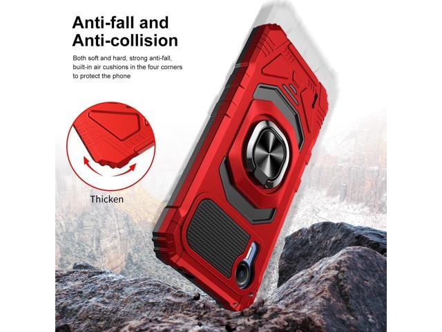 TJS Compatible for Cricket Debut S2 Case, AT & T Calypso 4 Case, Metal Ring Magnetic Support Kickstand Heavy Duty Drop Protection Cover Phone Case...