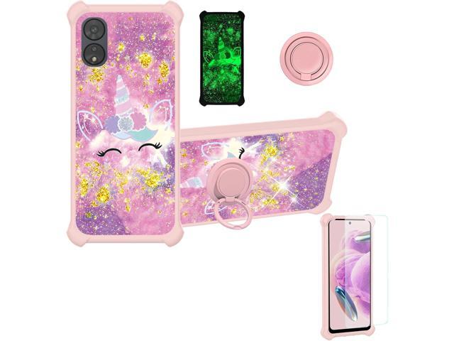 Celero 5G SC 2024 Case Compatible for Boost Mobile Celero5G SC Phone Case Cover [with Tempered Glass Screen Protector][PC + Silicone] [Gold...