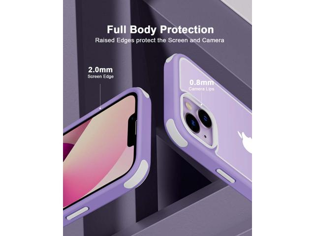 Crystal Clear Case for iPhone 14 & iPhone 13, with Multicolor Protective Shockproof Bumpers [Not Yellowing] Slim Hard PC Back Cover for Men Women...