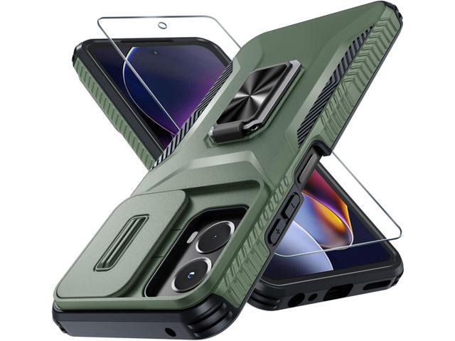 for Motorola Moto G Power 5G 2024 Case with Tempered Glass Screen Protector and Camera Lens Cover,Rotated Ring Stable Kickstand,Heavy Duty...