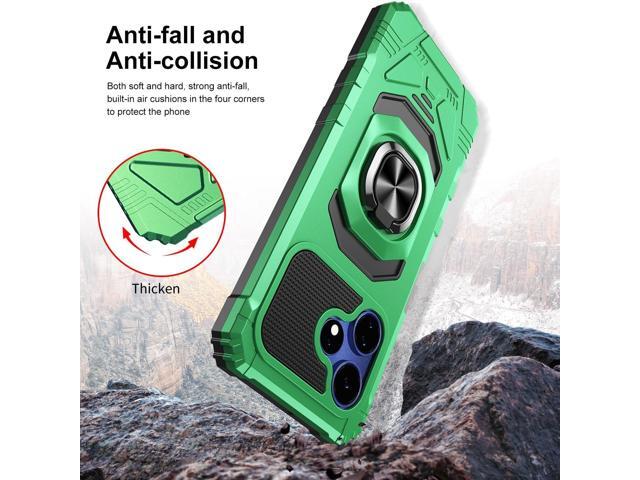 TJS Compatible for Boost Mobile Celero 5G + Plus 2024 (3rd Version) Case, with Tempered Glass Screen Protector, Metal Ring Kickstand Heavy Duty...