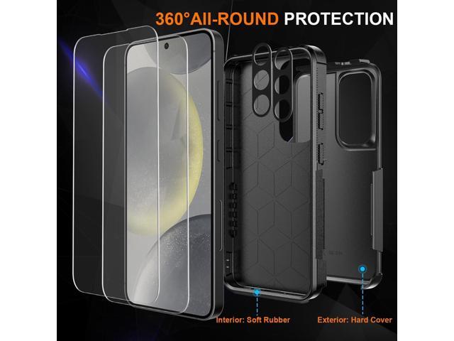 Ezanmull for Samsung Galaxy S24 Case, [15 FT Military Grade Drop Protection] [Glass Screen Protector + Camera Lens Protector] Non-Slip Shockproof...